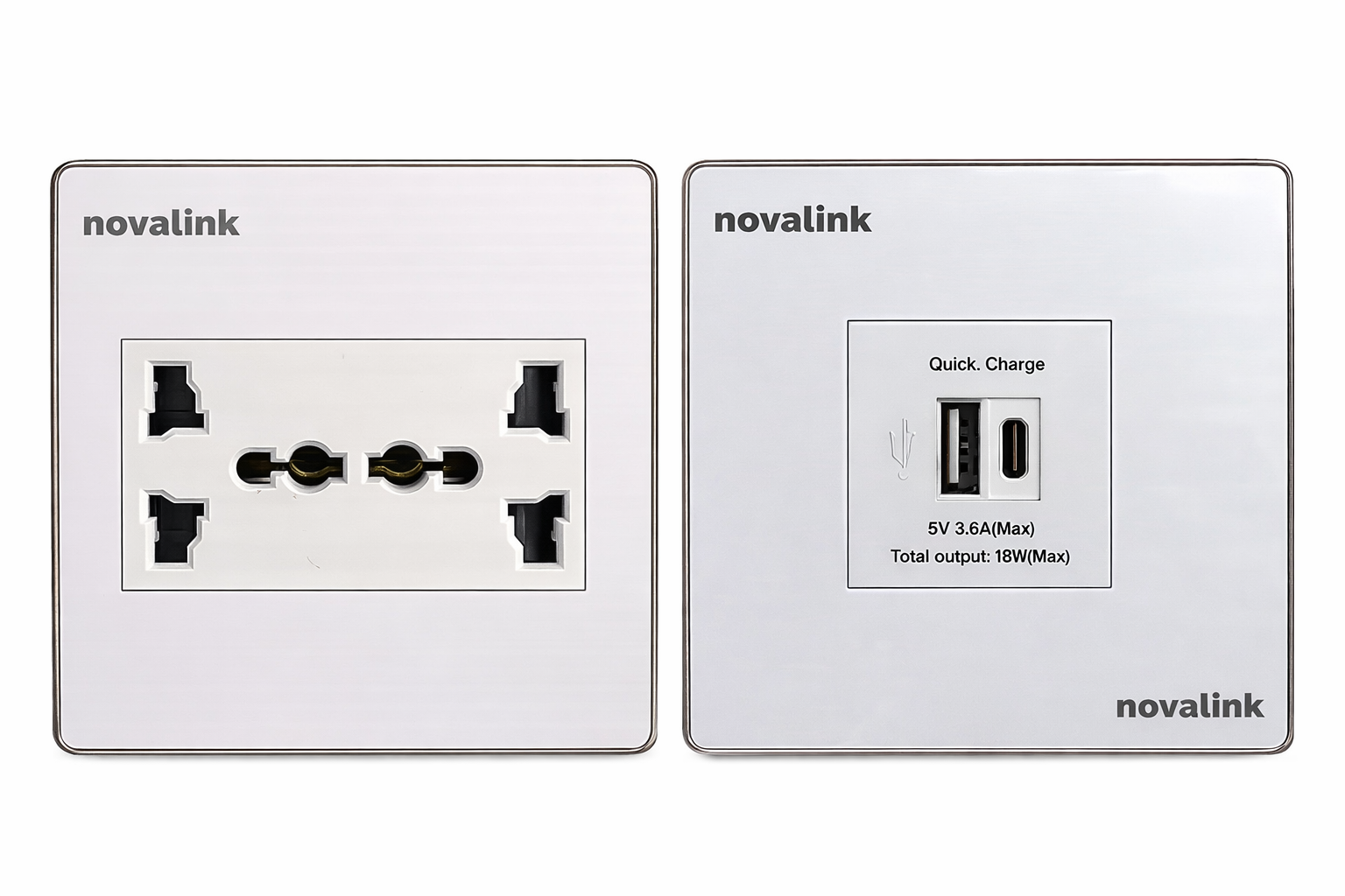 Mặt ổ cắm mạng 2 cổng hình vuông Novalink NV-22002SW | Chính hãng